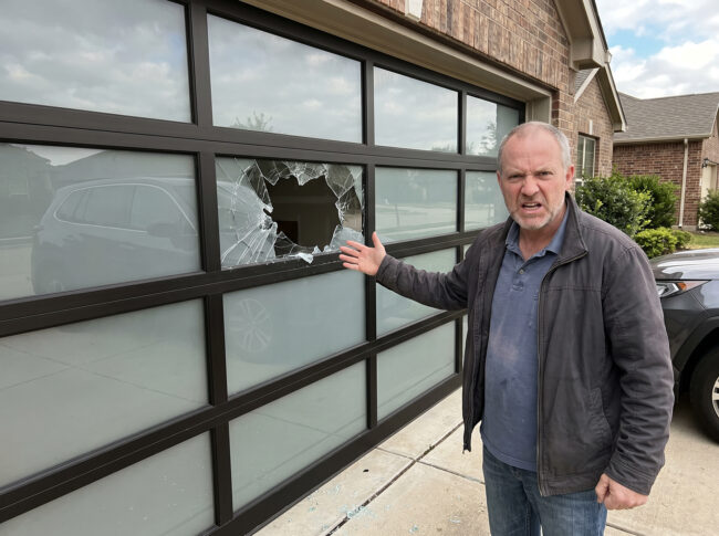 Glass garage door safety broken damaged garage door