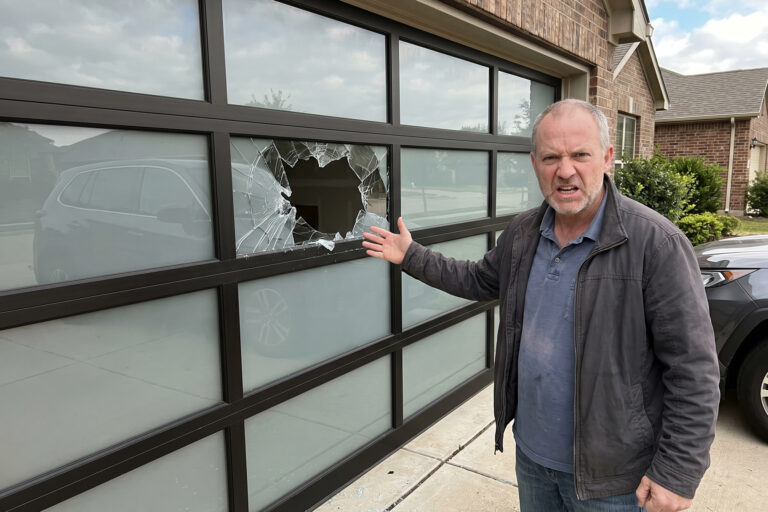Glass garage door safety broken damaged garage door