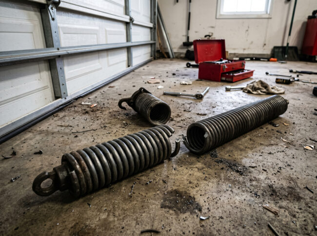 Failed garage door spring in Chesapeake