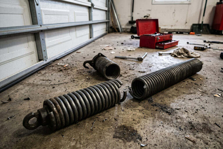 Failed garage door spring in Chesapeake