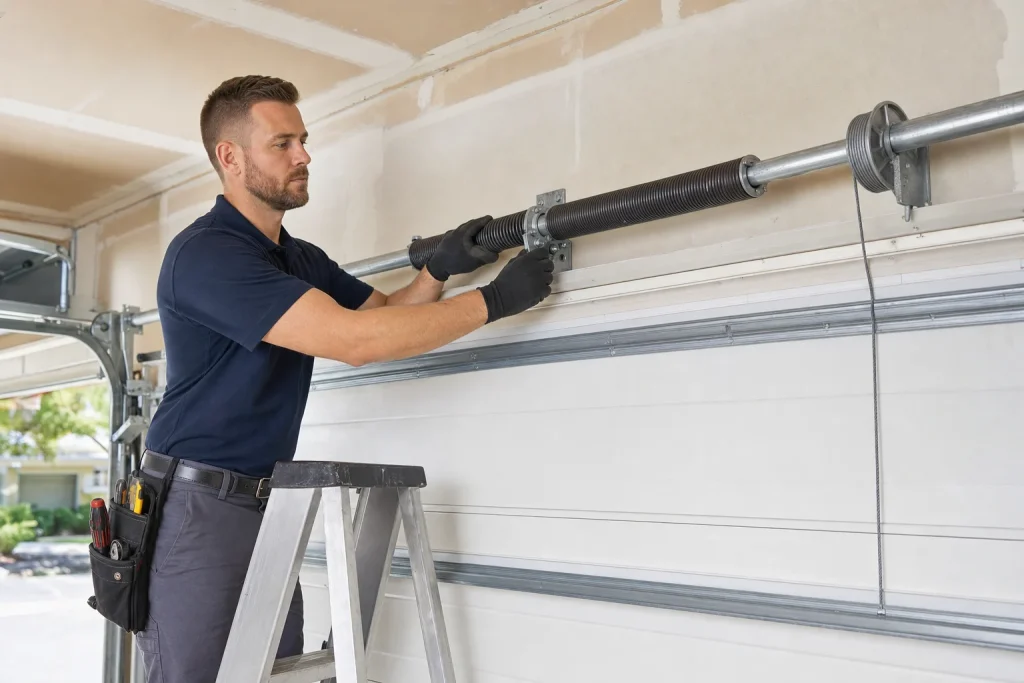 Garage door spring replacement cost Chesapeake VA - torsion spring installation