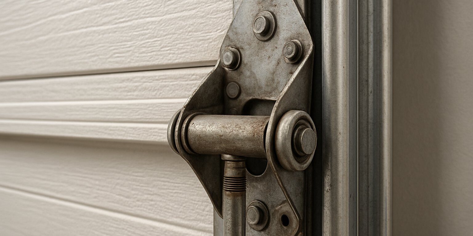 Worn garage door hinge and roller causing noise - Chesapeake VA garage door repair