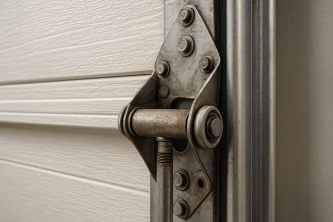 Worn garage door hinge and roller causing noise - Chesapeake VA garage door repair