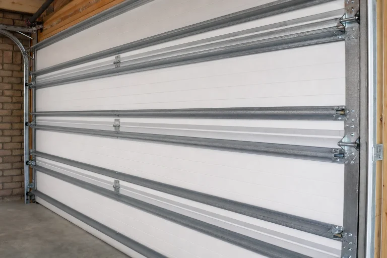 Wind load rated steel garage door with reinforcement struts - hurricane garage door Virginia Beach