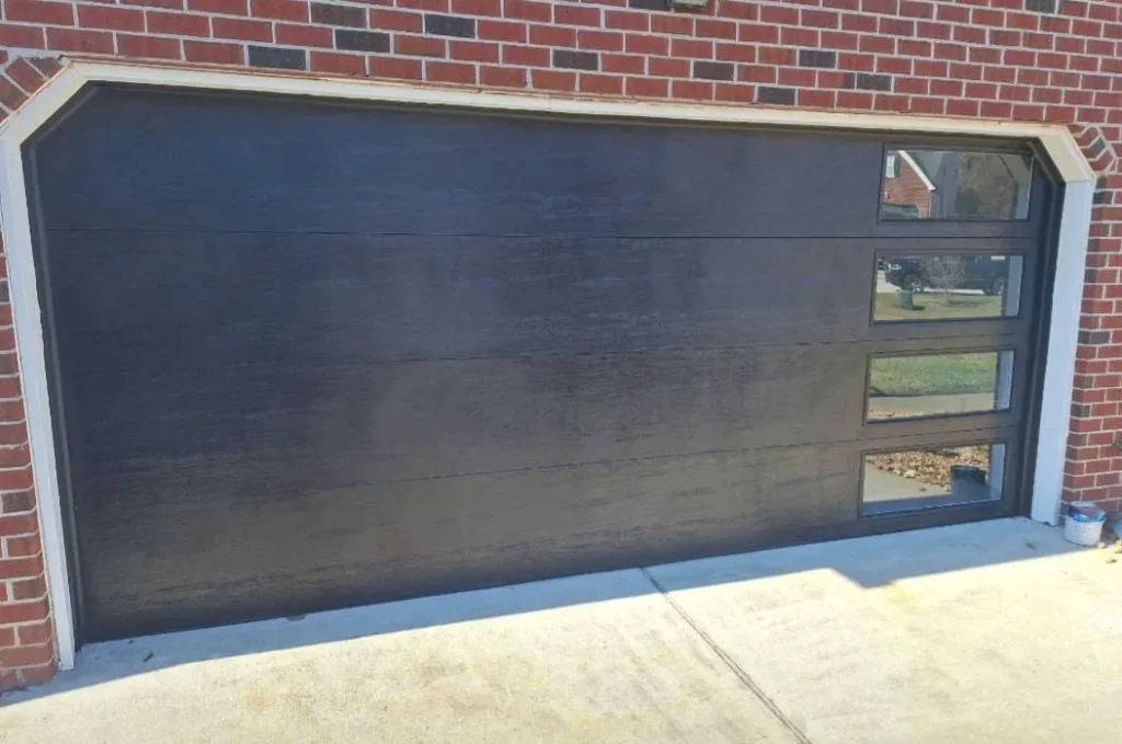 16 x 7 flush garage door with windows down 1 side - Garage Door Enterprises, Chesapeake VA