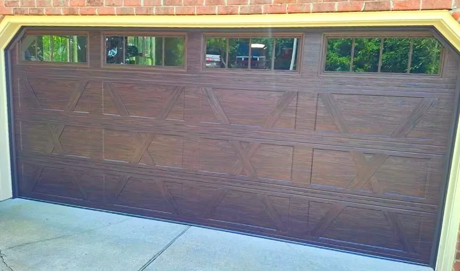 16 x 7 inlay carriage house door with glass and inserts - Garage Door Enterprises, Chesapeake VA