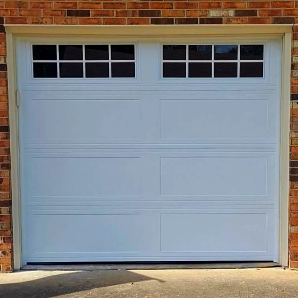 Long panel recessed with glass and inserts garage door - Garage Door Enterprises, Chesapeake VA